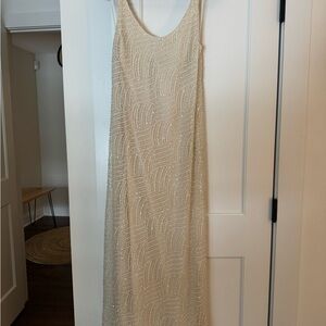 Zara Cream Maxi Dress with Subtle Shimmer